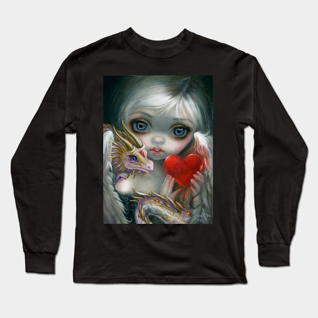 Chibi Goth Girl in Love with Dragons Long Sleeve T-Shirt by Wanderer Bat